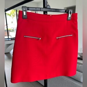 Zara Vibrant Red Mini Skirt with Zipper Details